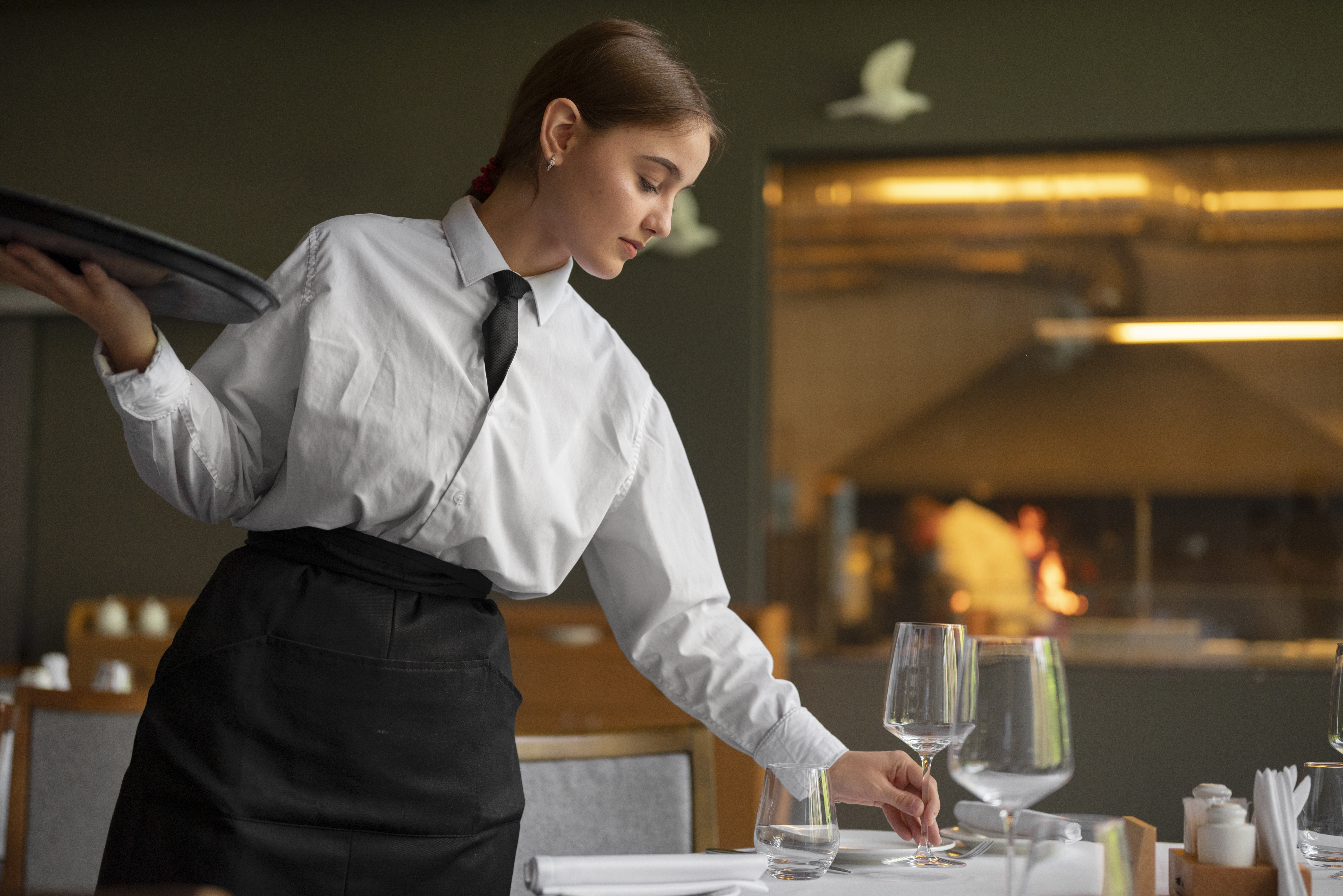 bussing tables